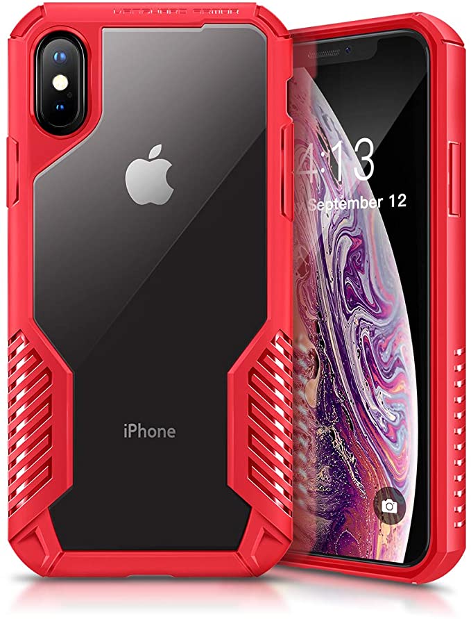 MOBOSI Vanguard Armor Designed for iPhone XS Case/iPhone X Case, Rugged Cell Phone Cases, Heavy Duty Military Grade Shockproof Drop Protection Cover for iPhone 10x/10xs 5.8 Inch 2017/2018 (Red)