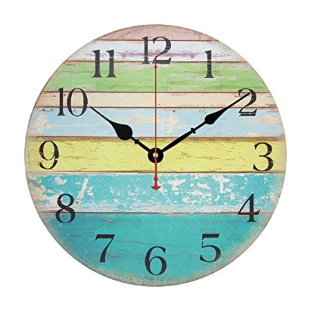 Wall Clock, iTECHO 14 Inch Vintage Home Wall Clock Arabic Numerals Design Silent Wooden Wall Clock - 14inch ¡­