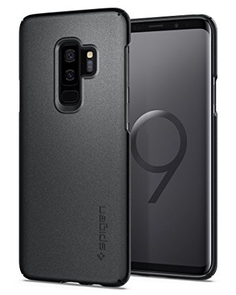 Spigen Thin Fit Galaxy S9 Plus Case with Light but Durable Slim Profile with QNMP Metal Plate Slot for Samsung Galaxy S9 Plus (2018) - Graphite Gray