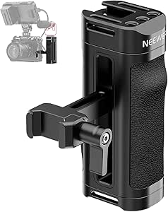 NEEWER Lightweight NATO Side Handle, Camera Cage Rig Handle with Contoured Silicone Grip, NATO Clamp, 1/4" Threads, Cold Shoe, Vertical Adjustment, Compatible with SmallRig NEEWER Cage, CA068H