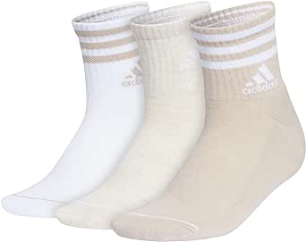 adidas Women's 3-stripe High Quarter Socks (3-pair) with Arch Compression for a Secure Fit