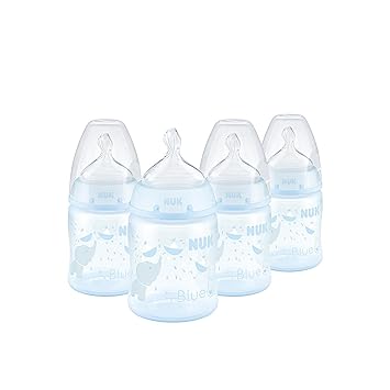 NUK Smooth Flow Anti Colic Baby Bottle, 5 oz, 4 Pack, Blue Elephant