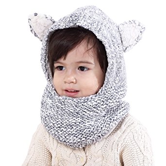 Connectyle Baby Kids Warm Winter Hats Cute Thick Earflap Hood Hat Scarves With Ears