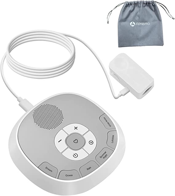 Portable Sound Machine, Sleep White Noise Machine Baby, Finger Input Mother's True Heartbeat, 9 Sleep Soundtracks with Adjustable Volume, Timer/Memory Features/Dual Power Supply
