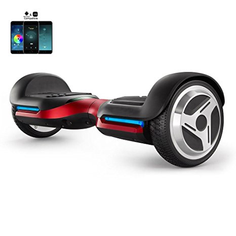 Spadger G1 Premium Hoverboard Auto-Balancing Wheel with Bluetooth Speaker & LED Lights Pro - Smart App Available [Red]