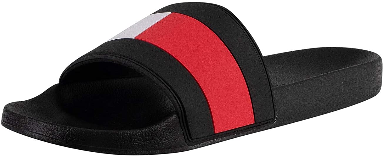 Tommy Hilfiger Men's Essential Flag Sliders Black