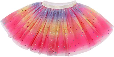 Lullaby 4 Layered Baby Tulle Tutu Skirt Girls Rainbow Sparkle Tutu