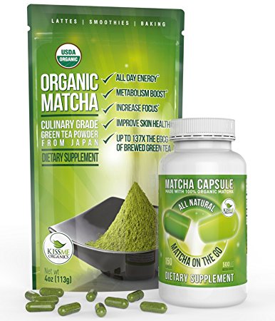 Matcha Green Tea Powder - Powerful Antioxidant Japanese Organic (Matcha Capsule   Culinary Matcha Powder)