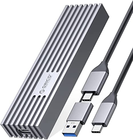 ORICO M.2 NVMe SSD Enclosure to USB-C PCIe Adapter 10Gbps USB3.2 Gen2 for NVMe M-Key/M B Key SSD 2230/2242/2260/2280, Aluminum M2 SSD Case(Cooling Vest, UASP, Trim) SSD Max 4TB-M232-GY