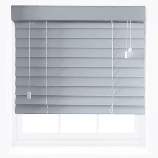 Furnished Grey Wood Effect Venetian Blinds 50mm Made to Measure Up To 120cm x 150cm