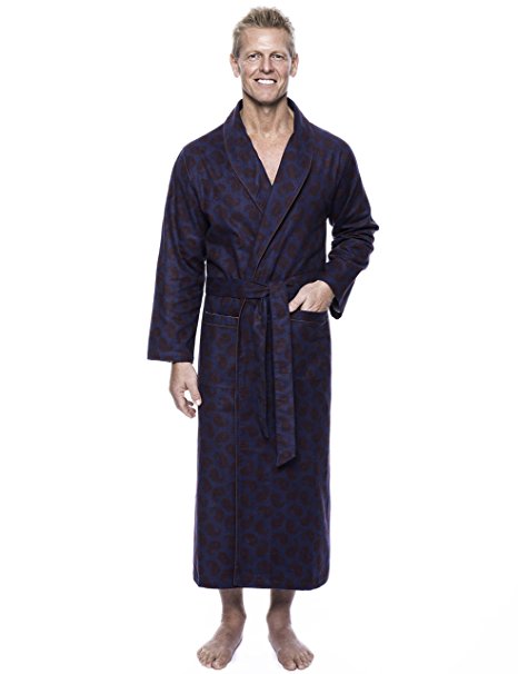 Noble Mount Twin Boat Men's 100% Cotton Flannel Long Robe