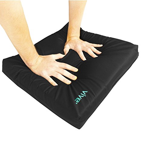 Wheelchair Cushion by Vive - Gel Seat Pad for Coccyx, Back Support, Sciatica & Tailbone Pain Relief - Waterproof Cover   4 Layer Foam Support & Comfort - For Pressure Sores & Ulcers - Vive Guarantee