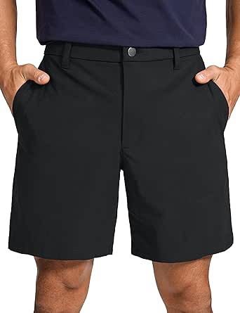 CRZ YOGA Men's All Day Comfy Golf Shorts - 7" Stretch Lightweight Casual Work Flat Front Shorts with Pockets