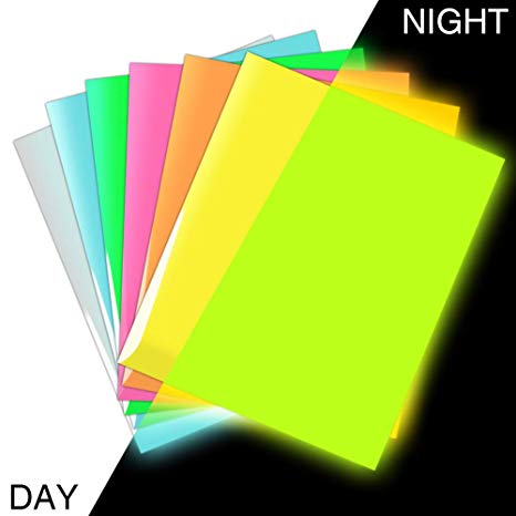 6 Sheets Glow in The Dark Vinyl Luminous Heat Transfer Vinyl HTV for Shirt 12×10