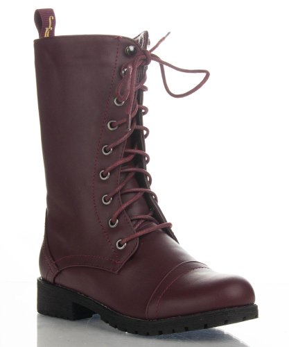 Women's Military Combat Lace Up Mid Calf Boots