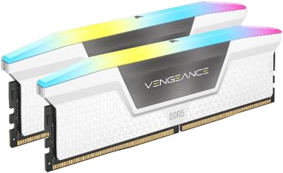 CORSAIR VENGEANCE RGB DDR5 RAM 64GB (2x32GB) 6000MHz CL30 Intel XMP iCUE Compatible Computer Memory - White (CMH64GX5M2B6000C30W)