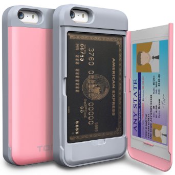 iPhone 5 Case, TORU [CX PRO] iPhone SE Wallet Case - [CARD SLOT][ID HOLDER][KICKSTAND] Protective Hidden Wallet Case with Mirror for iPhone 5/5S/SE - Pastel Pink