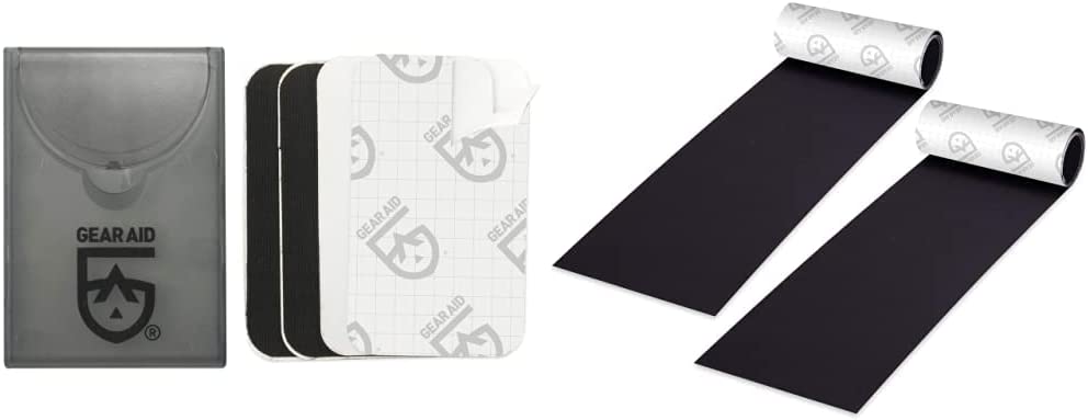 Tenacious Tape Mini Patches Black Clear 1.5" x 2.5" & Tenacious Tape Nylon Repair Tape for Fabric and Vinyl, 3” x 20”, Black, 2 Pack