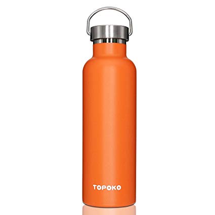 TOPOKO 25 oz Stainless Steel Vacuum Insulated Water Bottle, Keeps Drink Cold up to 24 Hours & Hot up to 12 Hours Leak Proof and Sweat Proof Large Capacity Sports Bottle Wide Mouth Metal Lid