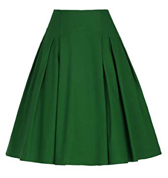 Grace Karin Women Vintage Pleated A Line Flare Skirt with Pockets CL8925