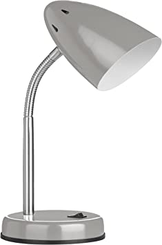 Premier Housewares Desk Lamp, Grey, Flexible, Edison Screw, Study Lamp, Small Desk Lamp, H37 x W13 x D13cm