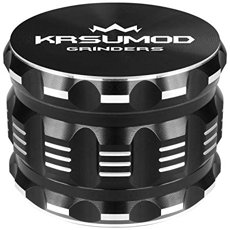 Premium Grinder by KRSUMOD 4 Piece Aluminum Alloy 2.5 Inch (MetalBlack)