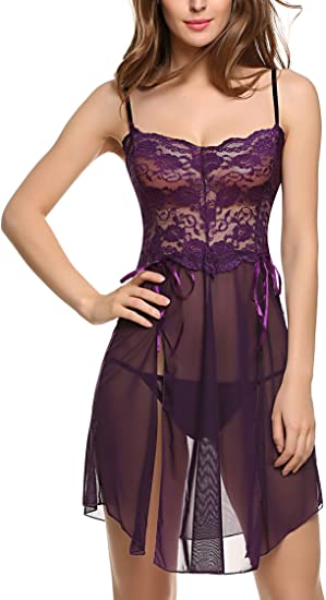 Avidlove Women Lace Lingerie Babydoll Dress Strap Chemise Sleepwear Sexy Nighty S-XXL