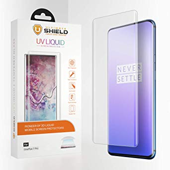 Ultimate Shield Liquid Glass for OnePlus 7 Pro / 7T Pro [Premium 3D Curved Tempered Glass Screen Protector] [Full Adhesive] [9H Hardness] [Scratch Resistant] [Crystal Clear]