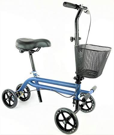 Evolution Steerable Seated Scooter Mobility Knee Walker Turning Leg Walker Crutches Alternative in Blue