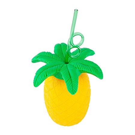 Sunnylife Fruit Shaped Beach Tumbler with Twisty Straw Adult Sippy Cup - Pineapple