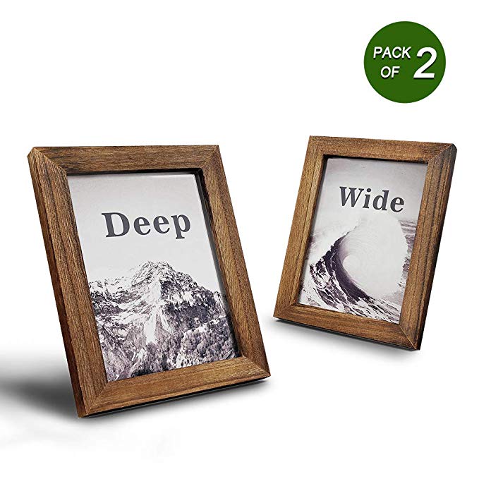 Emfogo Picture Frames 5x7 Solid Wood Photo Frames and High Definition Glass Display Pictures for Table Top Display and Wall Mount Wood