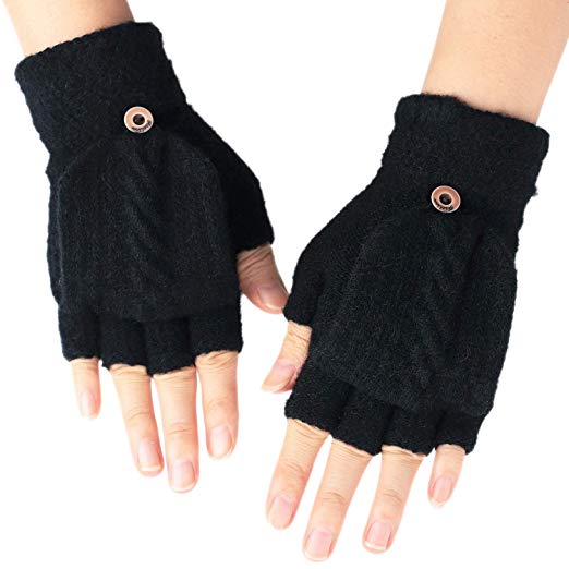 Zeltauto Women's Winter Knitting Mitten Gloves Fingerless