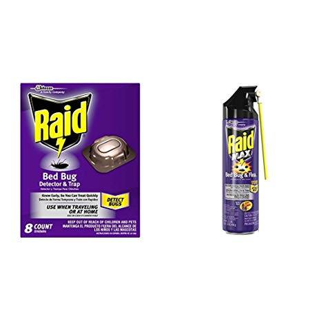 Raid Bed Bug Set, 2 ct: Bed Bug Dectector & Trap (8 ct), Max Bed Bug & Flea Killer (17.5 fl oz)