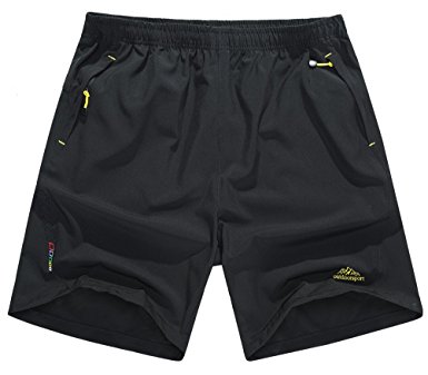 Singbring Men's Outdoor Quick Dry Hiking Shorts Zipper Pockets