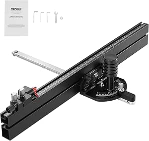 VEVOR Precision Miter Gauge, Standard Slot 3/4'' x 3/8'', Aluminum Alloy Table Saw Miter Gauge with 24 in Grating 15 Angle Stops Adjustable Spring Loaded Plunger and Removable Disc, for Woodworking