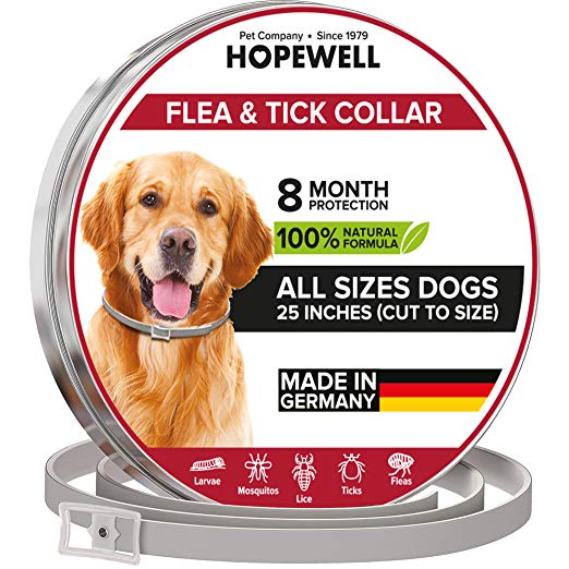 Hopewell Pet Collar 8 Month Prevention for Dogs & Puppies with Natural Extracts Pest Control Collars 25 inches Dog Treatment Safe and Effective One Size Fits ALL
