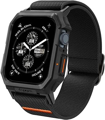 Spigen Lite Fit Pro Designed for Apple Watch Case Band for Apple Watch Series 9/8/7 45mm Durable TPU Case with Lightweight Fabric Band