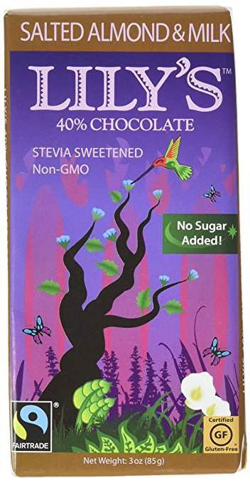 Lily's Sweets Salted Almond and Milk Chocolate Bar, 3 oz
