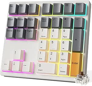 SIKAI CASE 34 Key Mechanical Numpad, Wired Hot Swappable Programmable Number Pad Keyboard USB C 34 Key Numpad for Laptop Edit/PS/Gaming/Data Entry, VIA Support Number Pad for Win, Macbook, PC(RGB)