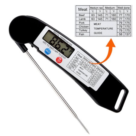 Instant Read ThermometerGdealer Super Fast Digital Electronic Food Thermometer Cooking Thermometer Barbecue Meat Thermometer with Collapsible Internal Probe for Grill Cooking Meat Kitchen Candy