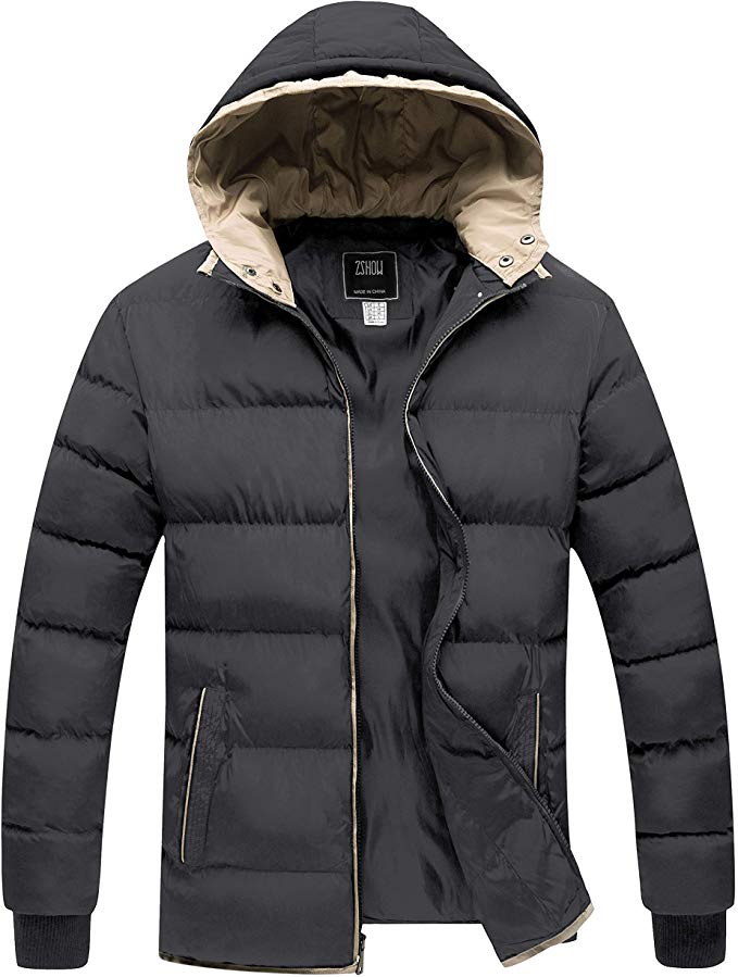 ZSHOW Men's Winter Thicken Jacket Warm Double Hooded Quilted Cotton Coat