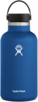 Hydro Flask Water Bottle - Stainless Steel & Vacuum Insulated - Wide Mouth 2.0 with Leak Proof Flex Cap - 64 oz, Cobalt