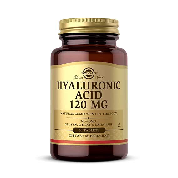 Solgar Hyaluronic Acid 120 mg, 30 Tablets - Supports Hair, Skin & Nails - Contains Hydrolyzed Collagen Type 2 & Chondroitin - Non-GMO, Gluten Free, Dairy Free - 30 Servings