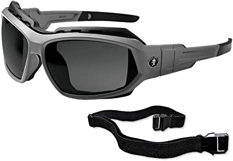 Ergodyne Skullerz Loki Convertible Anti-Fog Safety Sunglasses, Smoke Lens- Includes Gasket and Strap to Convert to Goggle
