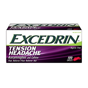 Excedrin Tension Headache Aspirin-Free Caplets for Head, Neck, and Shoulder Pain Relief, 100 count
