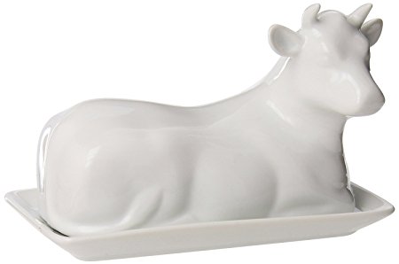 Butter Dish Cow Shaped White Porcelain by Chefcaptain