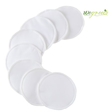 Wegreeco Reusable Bamboo Breastfeeding Pads - Super Absorbent Washable Nursing Pads - Pack of 8pcs
