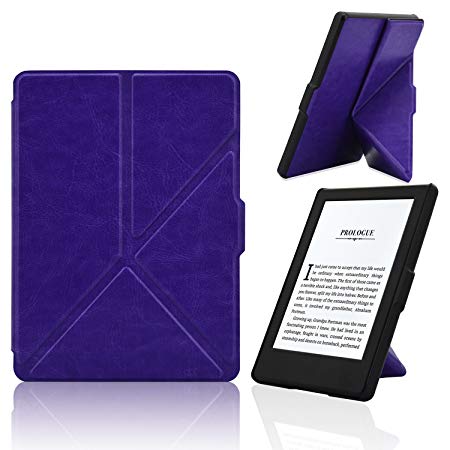 ACdream All-New Kindle 8th Generation 2016 Origami Case, Ultra Slim Premium PU Leather Smart Cover Case for 2016 All-New Kindle 6'' E-reader with Auto Wake Sleep feature, Origami- Dark Purple