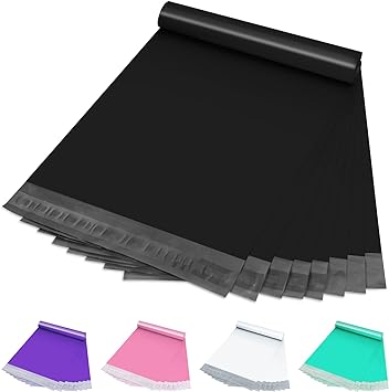 Poly Mailers 14.5 x 19 Inch 100 Pack, Self-Sealing Shipping Bags for Small Business, Black, Waterproof & Thick