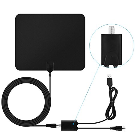 Blimark TV Antenna HD Digital Indoor Amplifier Signal Booster HdTV Antenna 50 Mile Range 1080P Ultra Thin Coaxial Cable Micro Receiver Leaf for TV